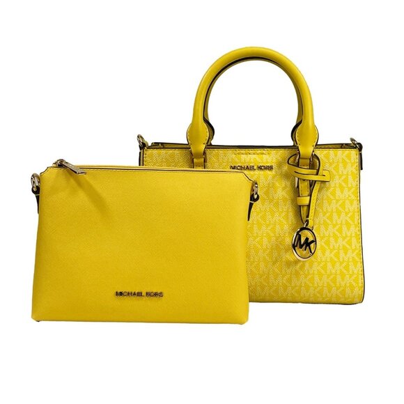 NEW Michael Kors Charlotte 3 in 1 Satchel Crossbody Bag Golden Yellow Purse NWT
